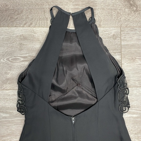 Vintage 90’s Betsy & Adam High Neck Halter Soutache Formal Long Gown Dress 3/4 - Picture 15 of 16